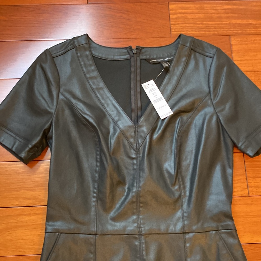 WHBM Women’s Black Faux , V-Neck dress size 6 - Picture 2 of 5